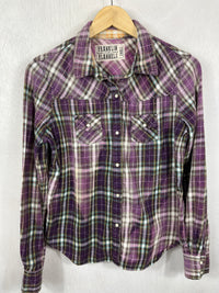 Vintage Western Style Purple, Lavender and White Flannel Size XS