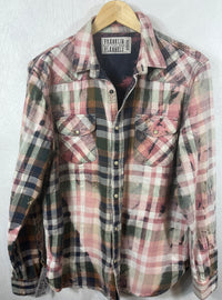 Vintage Western Style Green, Pink and White Flannel Size Medium