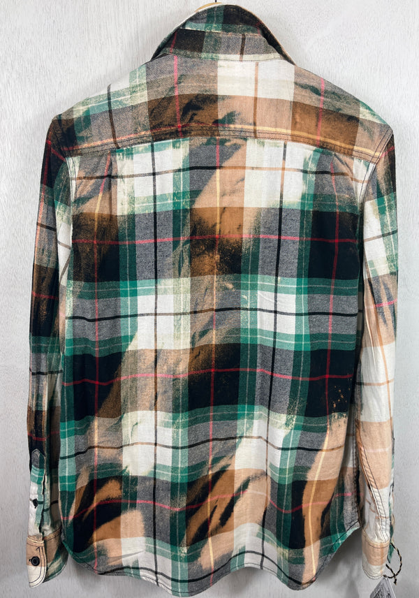 Vintage Green, Rust, White and Black Flannel Size Small