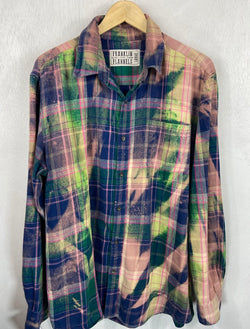 Vintage Blue, Green and Pink Flannel Size Large