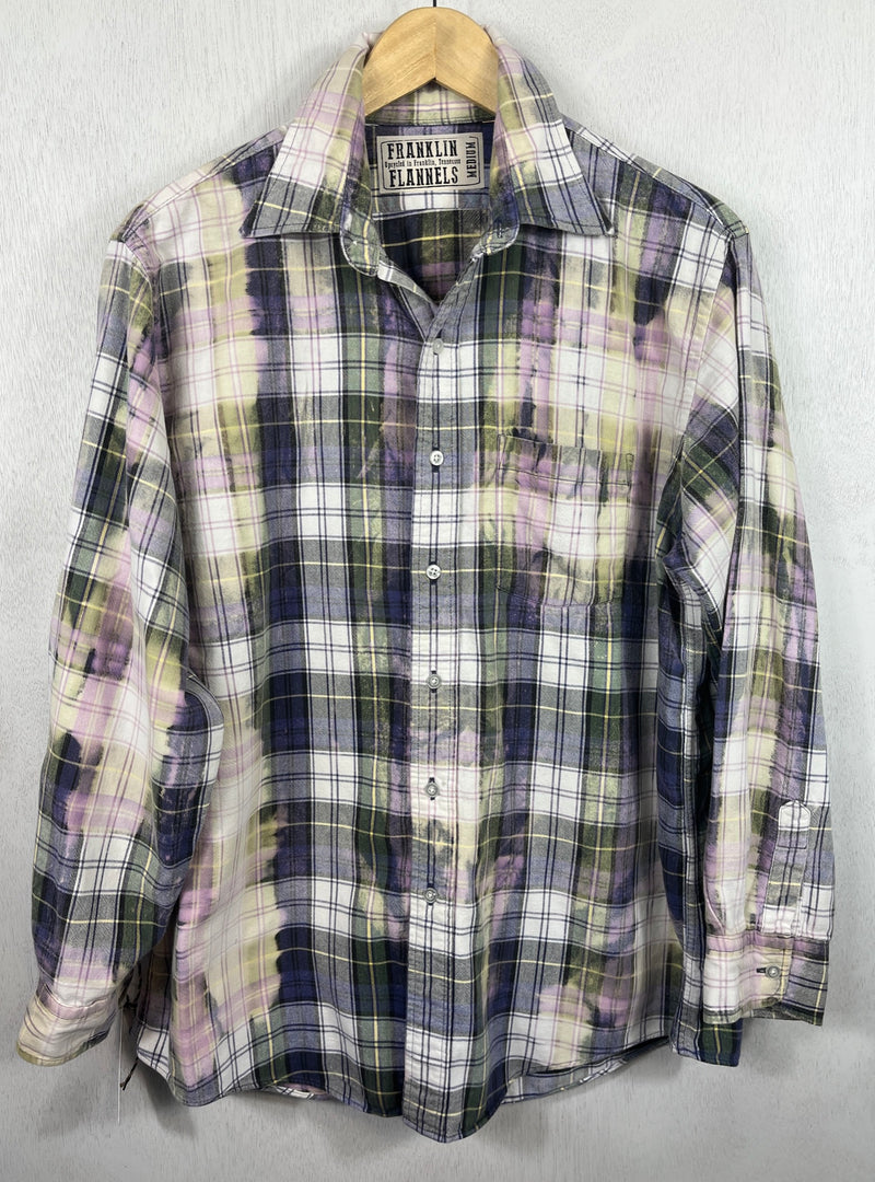 Vintage Green, Lavender, White and Yellow Flannel Size Medium