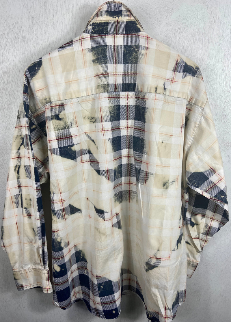 Vintage Navy, Cream and Red Flannel Size XL