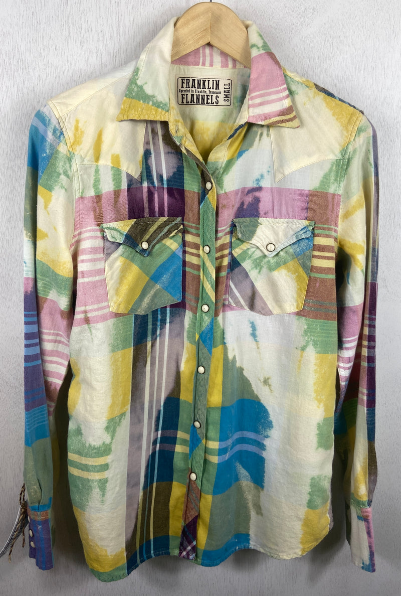 Vitnage Western Style Turquoise, Yellow, Pink and Cream Lightweight Cotton Size Small