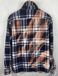 Vintage Navy Blue, Rust and White Flannel Size Large