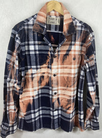 Vintage Navy Blue, Rust and White Flannel Size Large