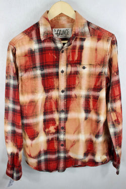 Vintage Grunge Red, Black and Rust Flannel Size Small