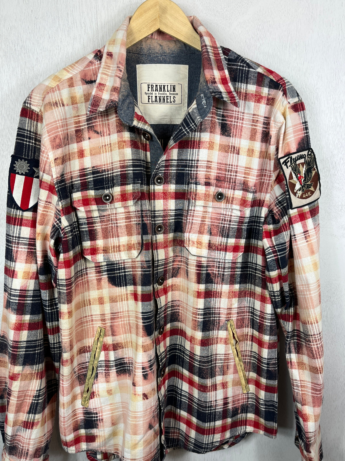 Vintage Red, Blue, White and Pink Flannel Jacket Size Medium