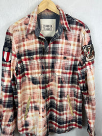 Vintage Red, Blue, White and Pink Flannel Jacket Size Medium
