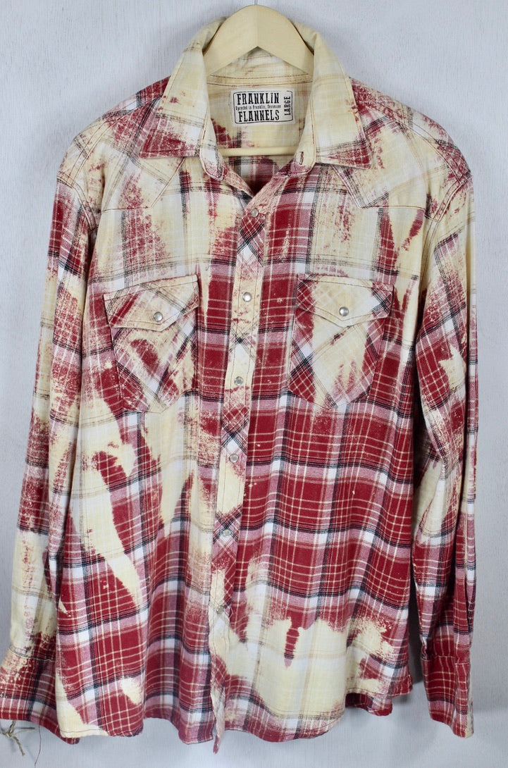 Vintage Red, Black & Cream Western Style Flannel Size Large