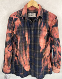 Vintage Navy Blue, Dusty Rose and Black Flannel Size Medium