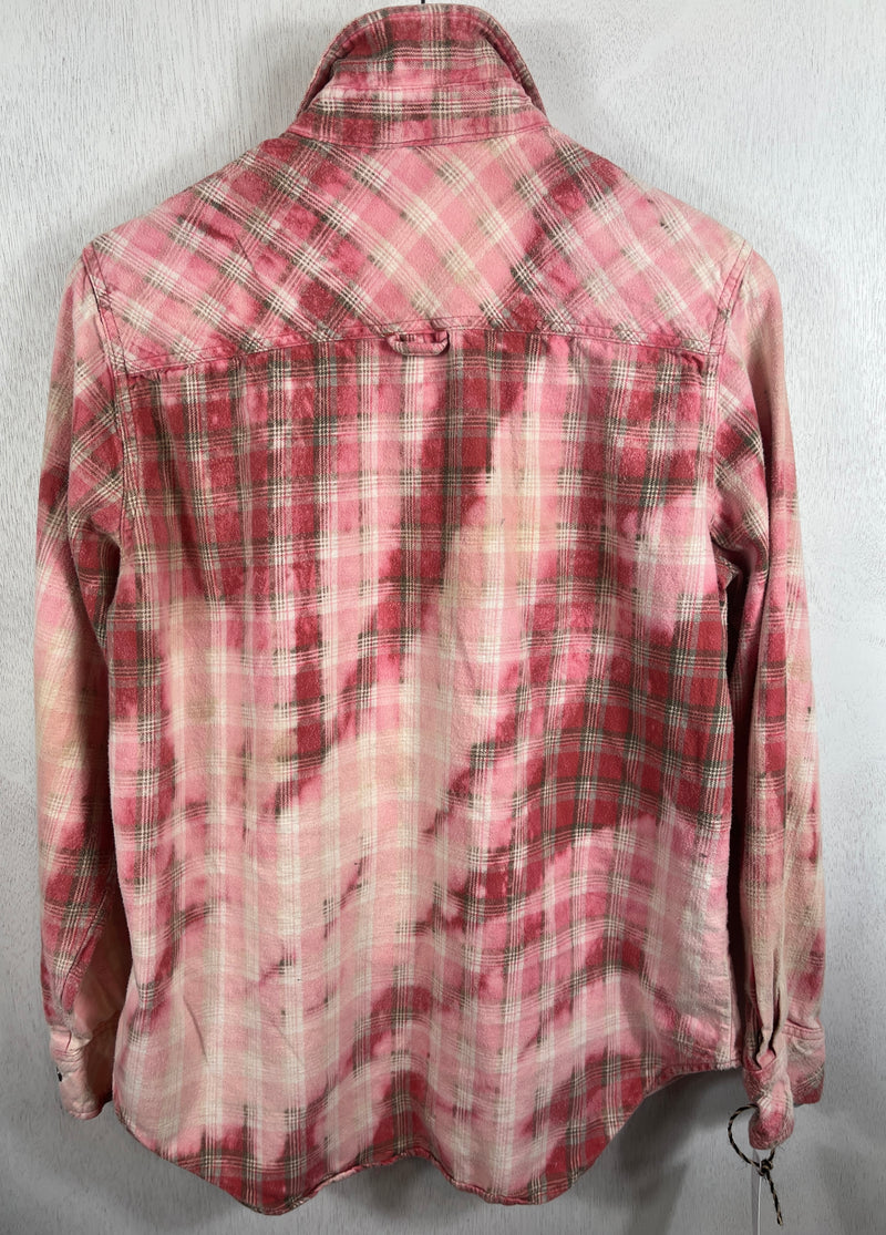 Vintage Pink, Red and White Flannel Size Small