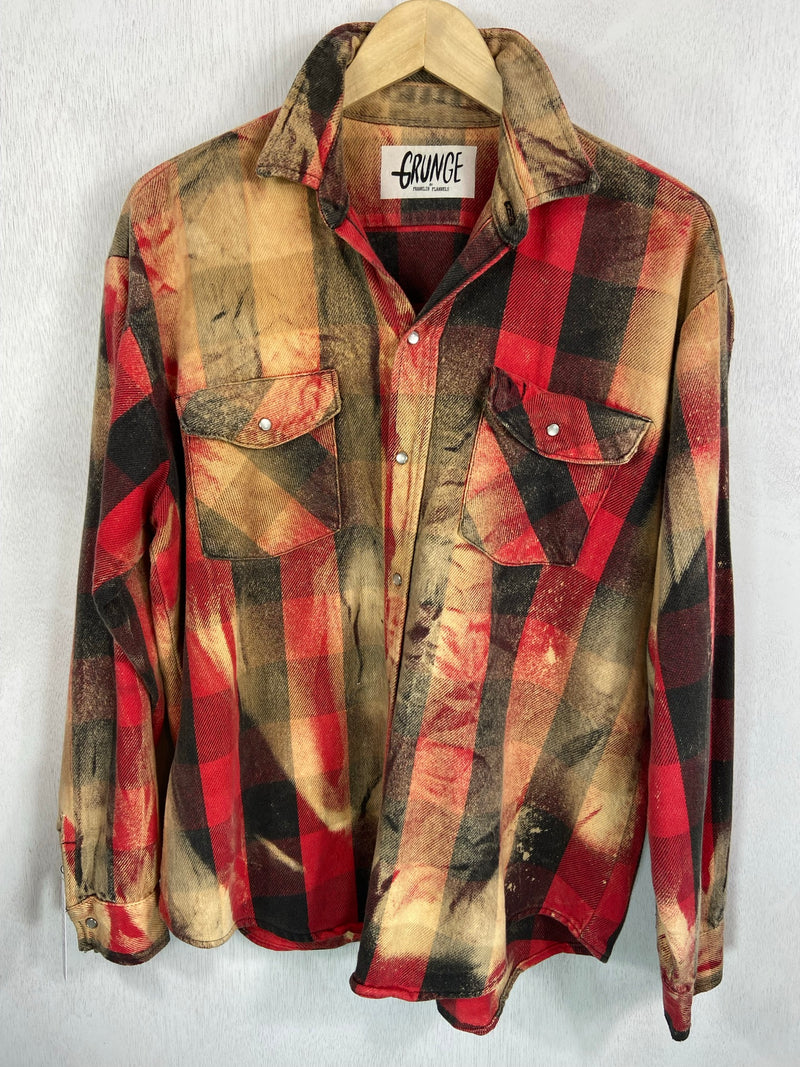 Vintage Grunge Western Style Red, Black and Gold Flannel Size XL