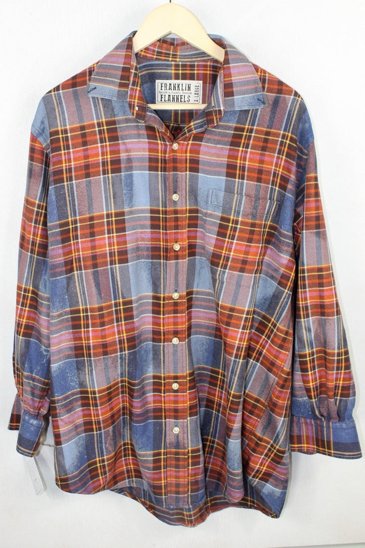 Vintage Denim Blue, Rust and Gold Flannel Size XL