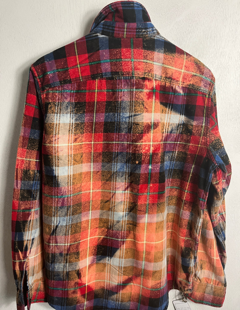 Vintage Red, Royal Blue and Coral Flannel Size Medium