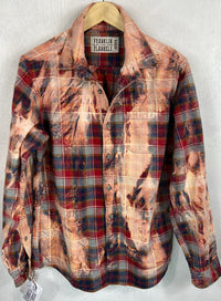 Vintage Red, Grey, Navy Blue and Gold Flannel Size Medium