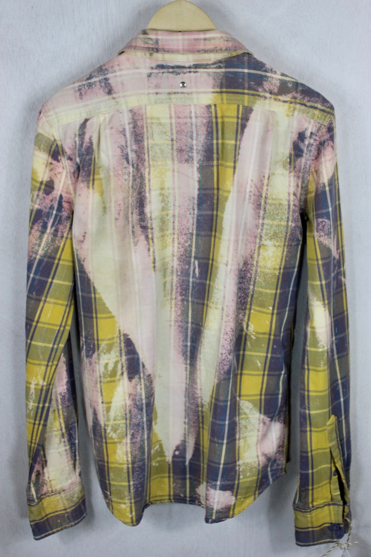 Vintage Faded Purple, Pink, and Yellow Flannel Size Small