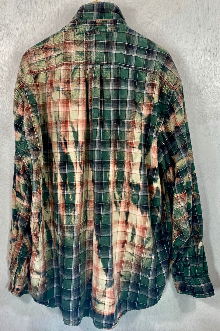 Vintage Forest Green, Rust and Black Flannel Size XL