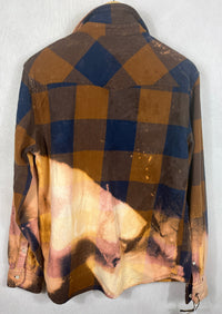 Vintage Rust, Navy Blue and Gold Flannel Size Medium