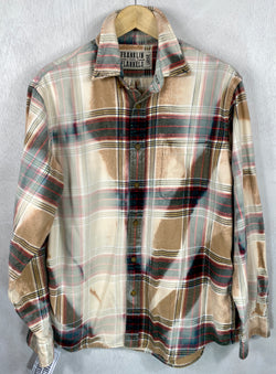 Vintage Forest Green, Camel and Cream Flannel Size Large