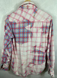 Vintage Pink, Light Blue and White Flannel Size XS
