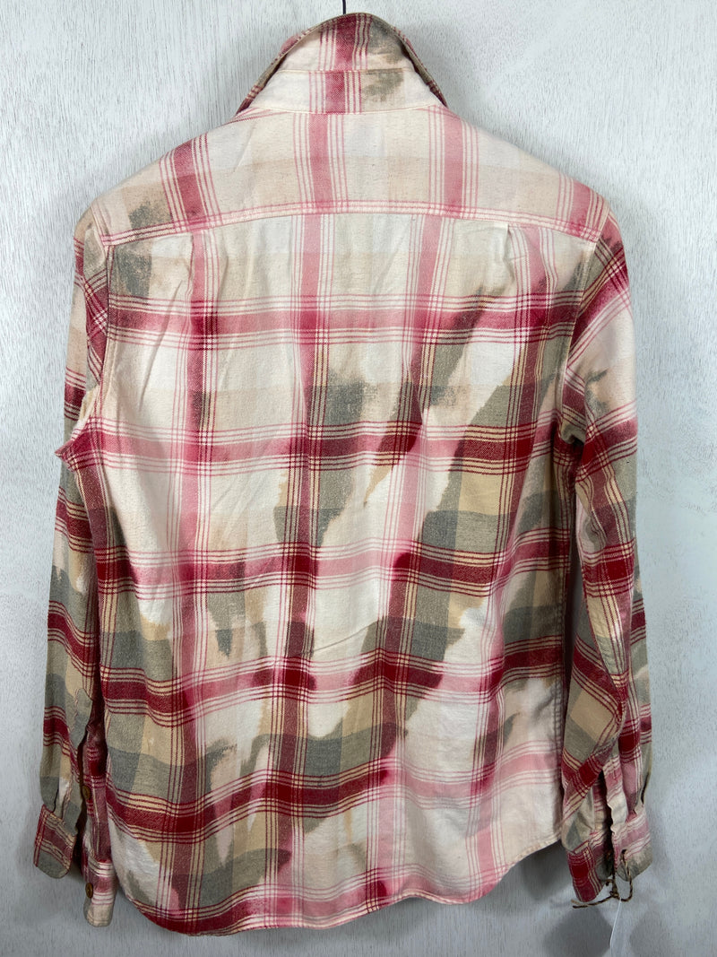 Vintage Red, Pink, Grey and Cream Flannel Size Small