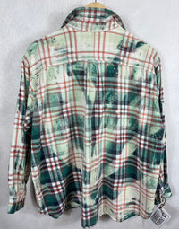 Vintage Green, White and Red Flannel Size Medium