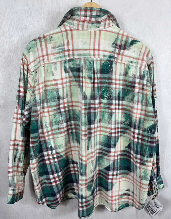 Vintage Green, White and Red Flannel Size Medium