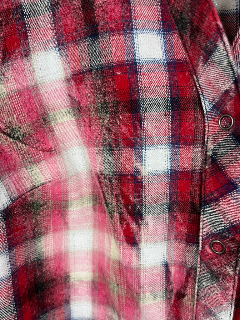 Vintage Red, White and Pink Flannel Size XS