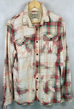 Vintage Red, White and Green Flannel Size Large