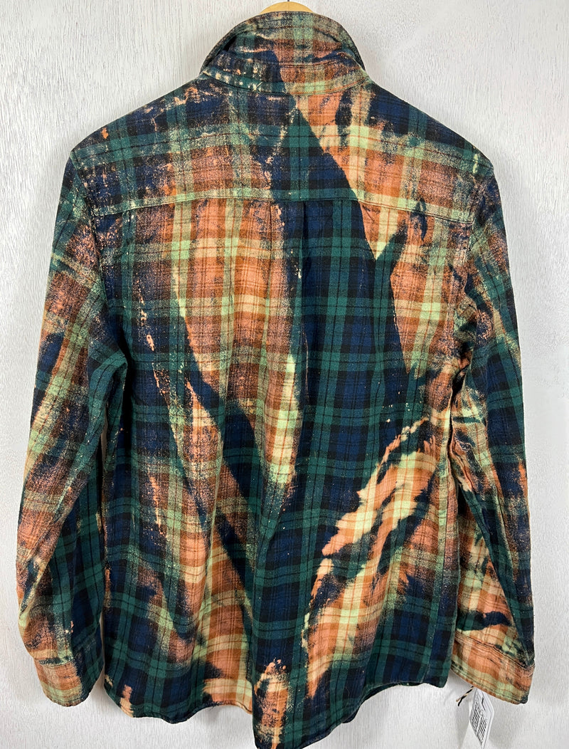 Vintage Green, Gold and Navy Blue Flannel Size Medium