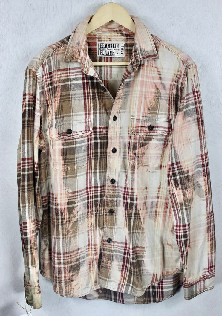 Vintage Brown, Burgundy, Cream and Peach Flannel Size Large