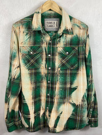 Vintage Western Style Green, Cream and Grey Flannel Size Medium