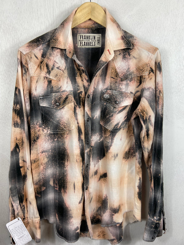 Vintage Western Style Grey, Peach and Cream Flannel Size Small