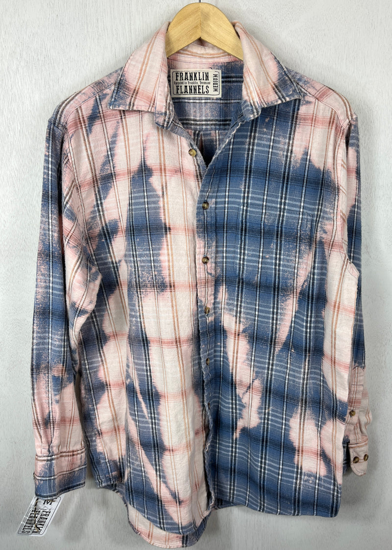 Vintage Denim Blue, Pink, Grey and White Flannel Size Medium