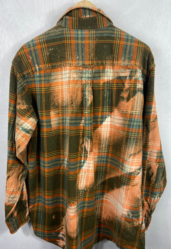 Vintage Green, Orange and Rust Flannel Size XL