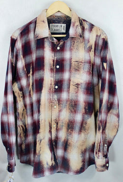 Vintage Burgundy, Navy Blue and Cream Flannel Size Large