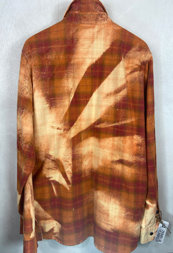 Vintage Western Style Orange, Red and Gold Flannel Size XL Tall