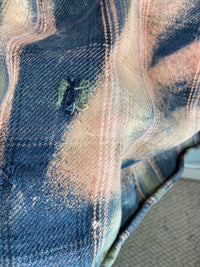 Vintage Sage, Navy Blue and Dusty Rose Flannel Jacket Size XXL