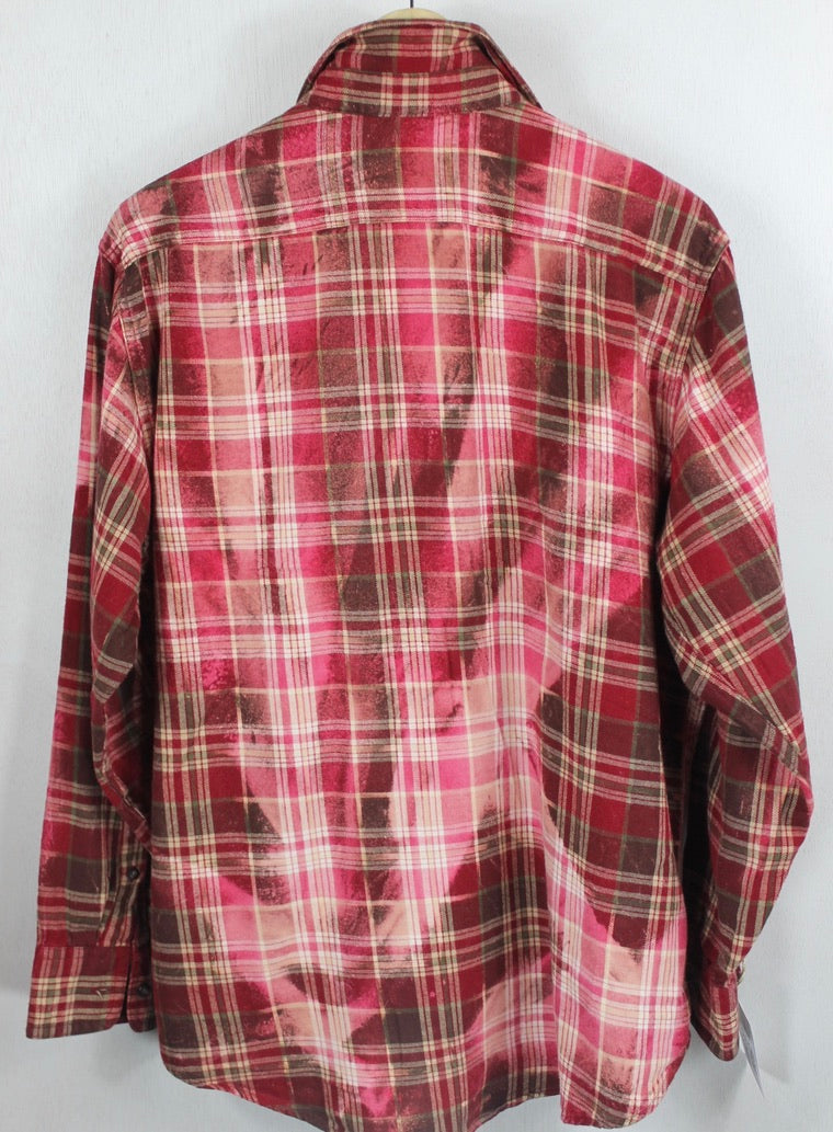 Vintage Red, Pink and Deep Burgundy Flannel Size Large