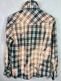 Vintage Western Style Blue, Green and White Flannel Size Small