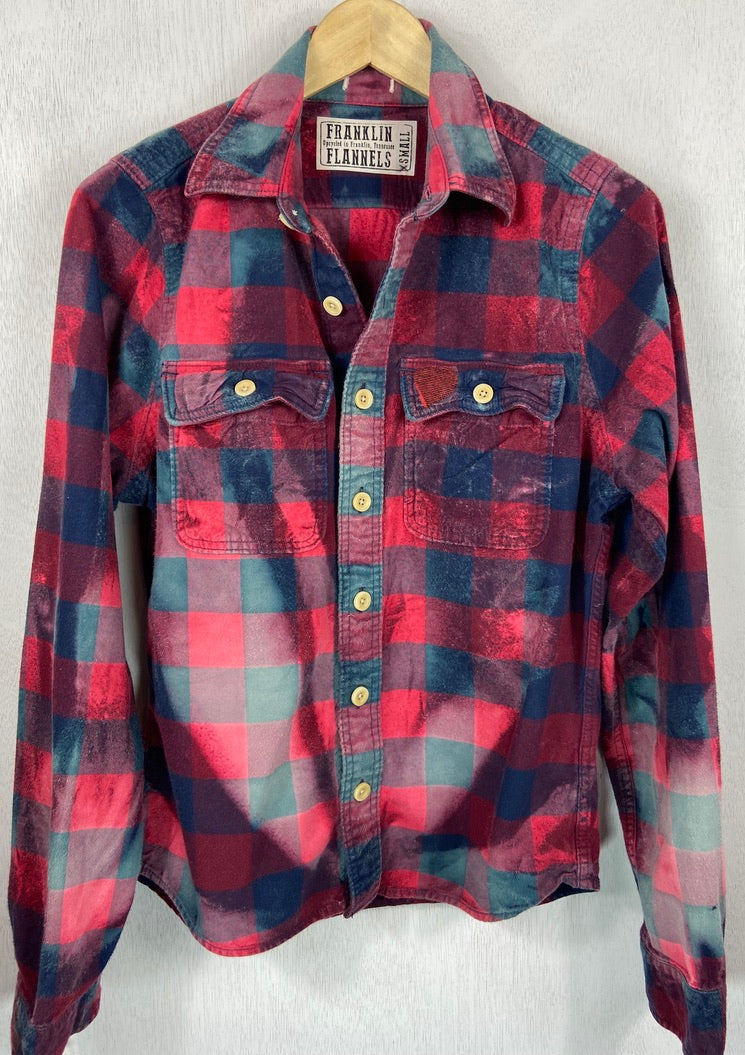 Vintage Red and Navy Blue Flannel Size XS
