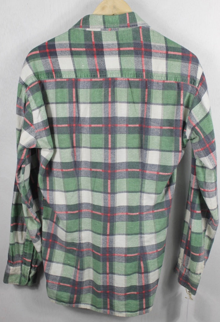 Vintage Retro Green, Red and White Flannel Size Large