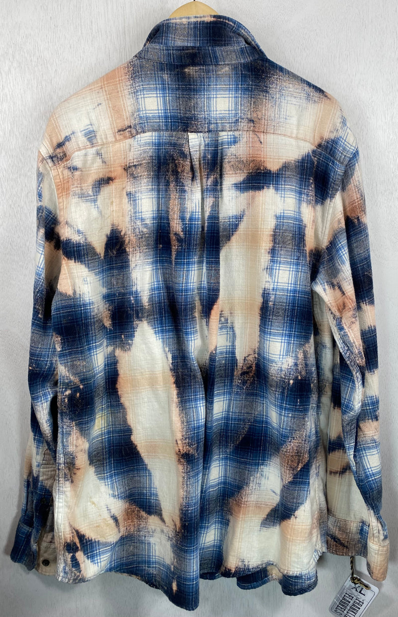 Vintage Navy, Light Blue and Cream Flannel Size XL Tall