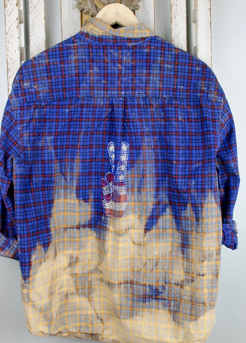 Fanciful Franklin Flannels with Patriotic Peace Sign Size Large