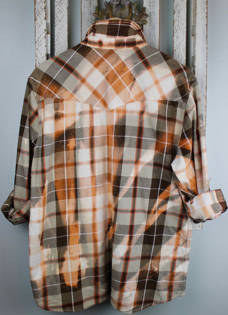 Vintage Brown, Orange, White Western Cut Flannel Size Medium