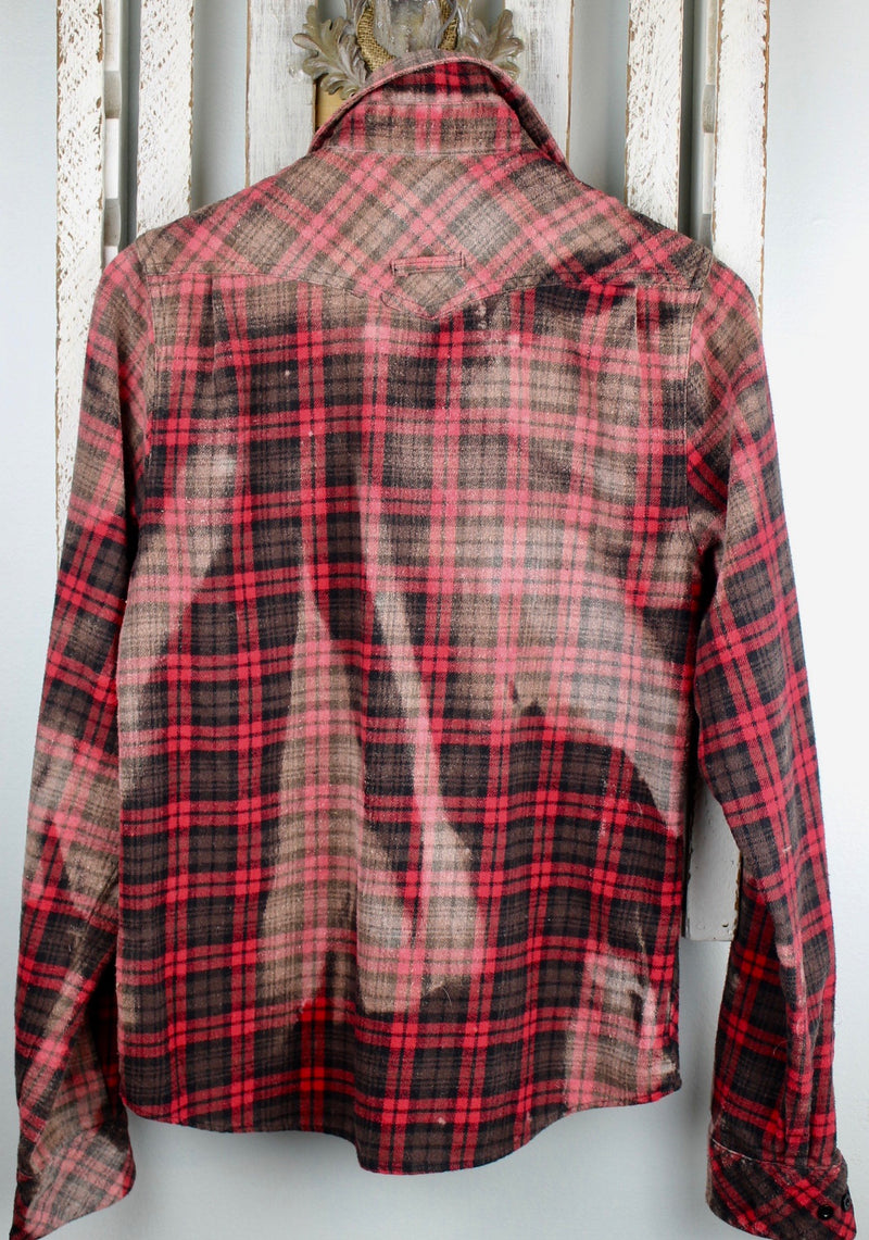 Vintage Red, Brown, and Black Flannel with Suede Size Small