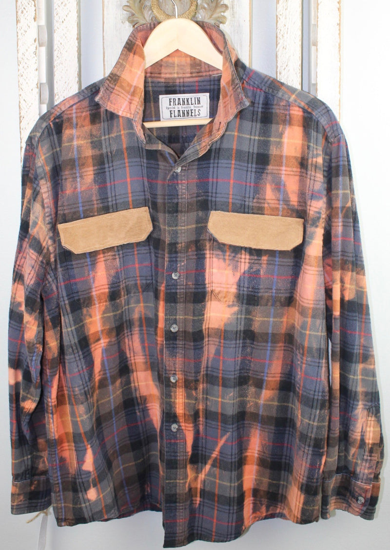 Vintage Rust, Grey Blue, and Black Flannel with Suede Size Medium