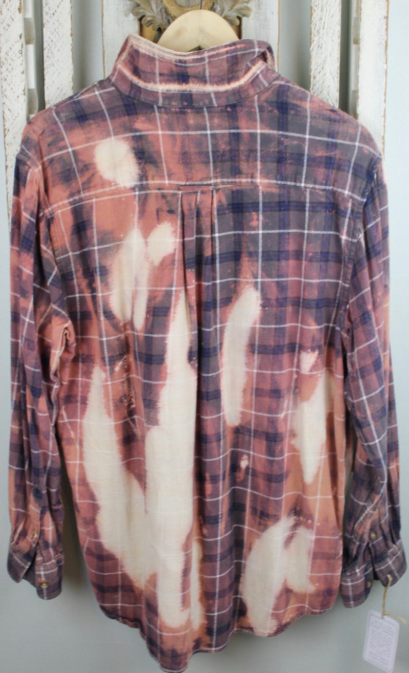 Vintage Dusty Rose, Navy, and Cream Flannel with Suede Size Medium