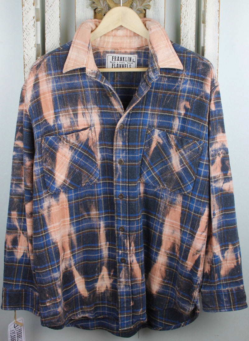 Vintage Blue, Brown and Dusty Rose Flannel Jacket Size Large