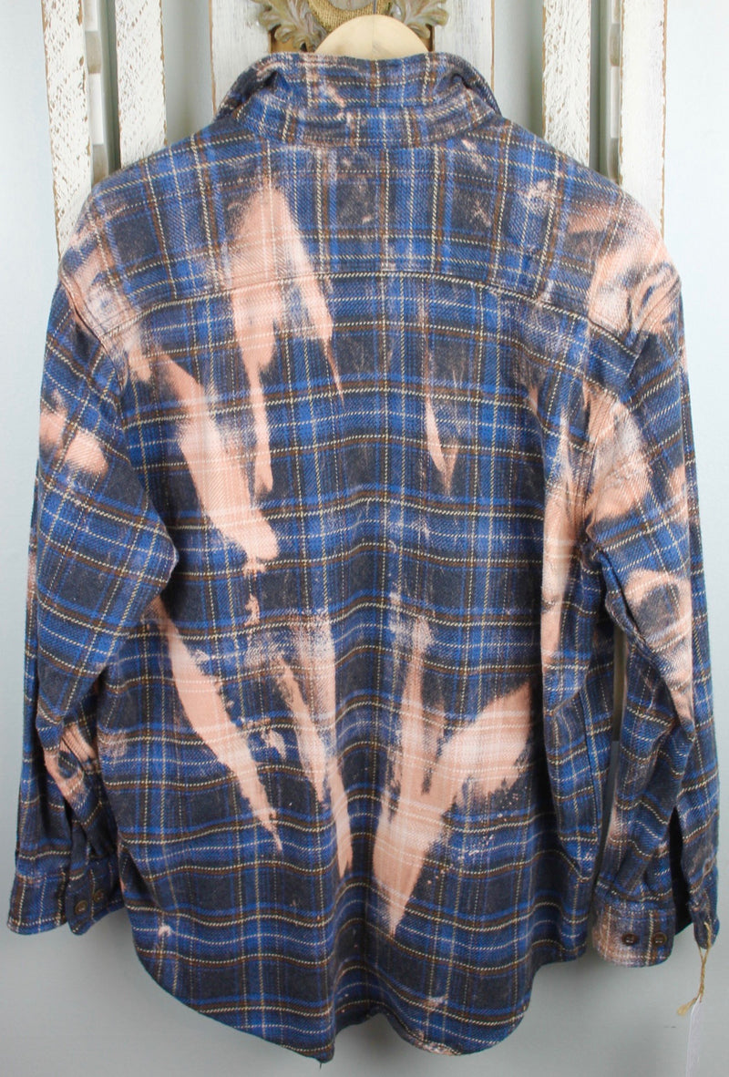 Vintage Blue, Brown and Dusty Rose Flannel Jacket Size Large